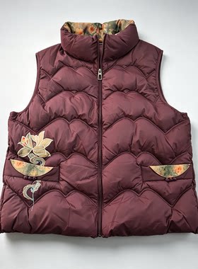 女士棉服绣花无袖棉袄马甲加厚气质棉服