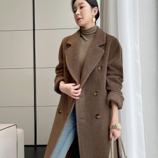 高级感骆马绒大衣女中长款双排扣101801羊驼绒阿尔巴卡厚毛呢外套