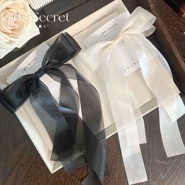 少女心事白色蝴蝶结长飘带发夹超仙超大顶夹伴娘新娘发饰黑色夹子