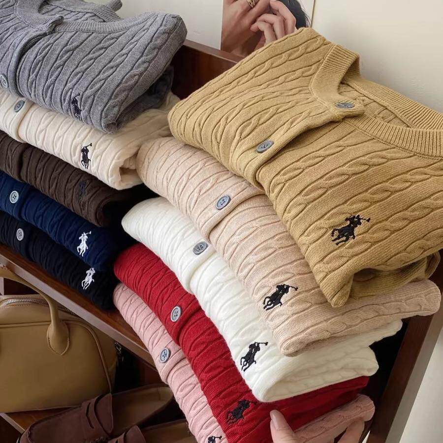 2025法式复古设计感小马刺绣麻花针织外套春秋上衣开衫毛衣女