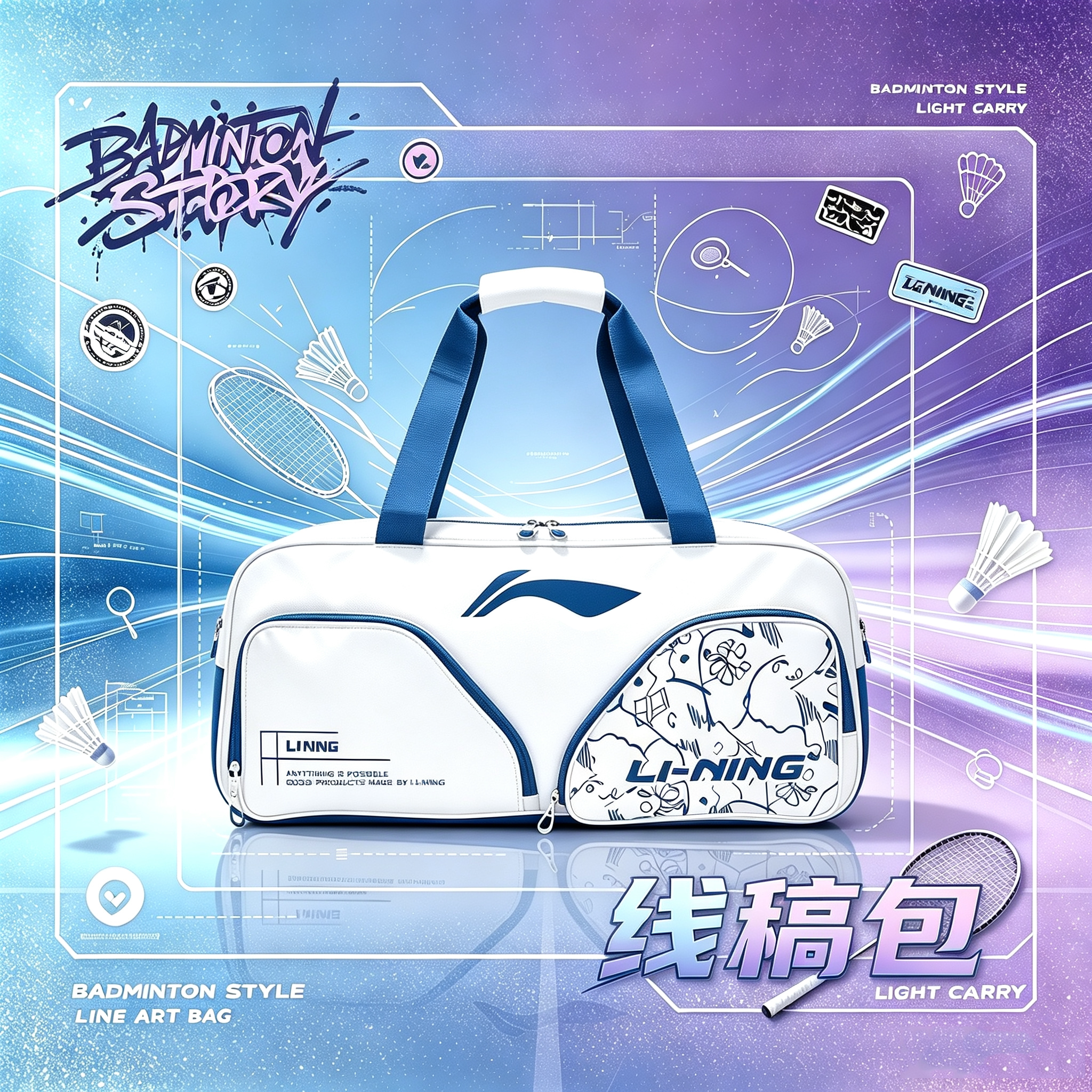 李宁羽毛球包线稿宝包图片