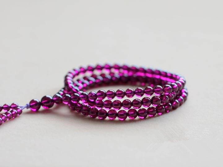 精品紫牙乌石榴石手链 天然正品石榴石上品108圈佛珠情侣送礼饰品