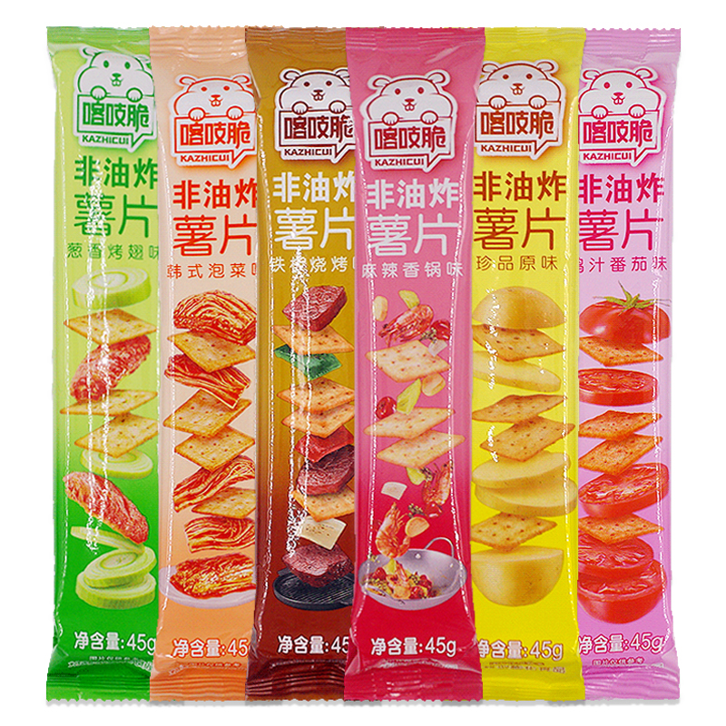 洽洽喀吱脆非油炸薯片薄脆休闲零食解馋小吃烘焙型膨化食品45g/包属于什么档次？