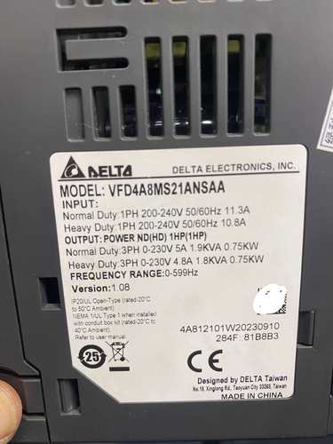台达0.75KW变频器VFD4A8MS21ANSAA，三(议价)