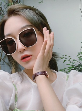 大圆脸太阳镜白色网红同款街拍