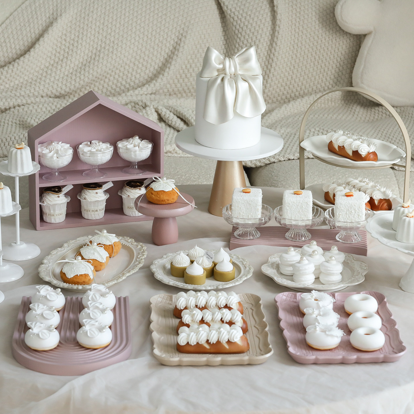 粉色系宝宝宴甜品台蛋糕架 婚礼蛋糕展示架创意甜品架 欧式蛋糕盘