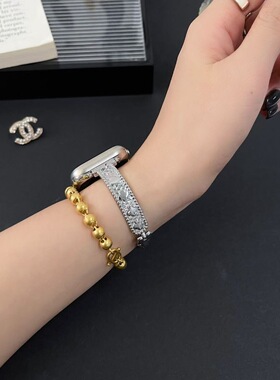 梵克雅风格表带s11适用苹果手手表iwatchs9金属高级感s10手镯款女