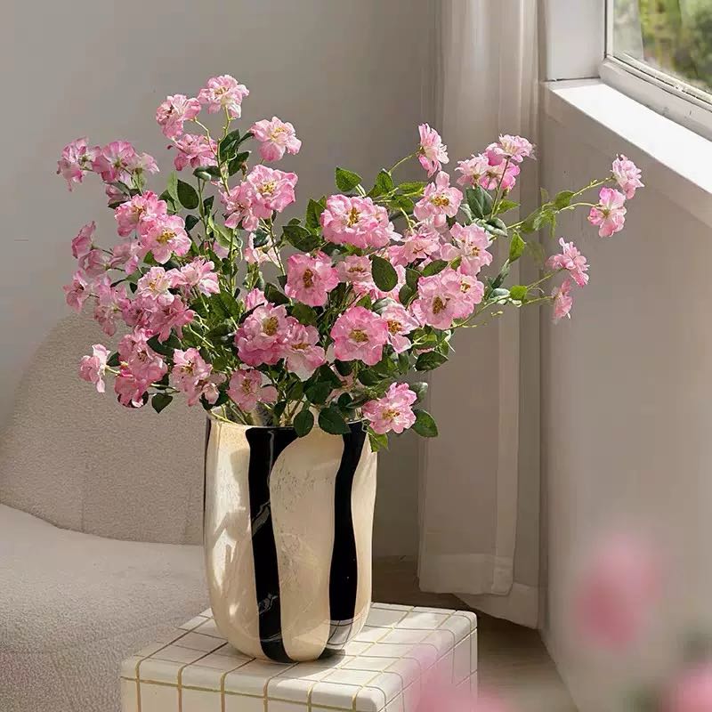 复古黑白条纹玻璃桌面花瓶