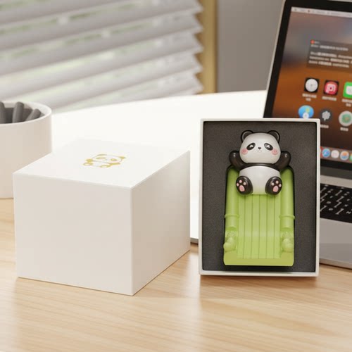 可爱熊猫树脂桌面摆件礼盒装