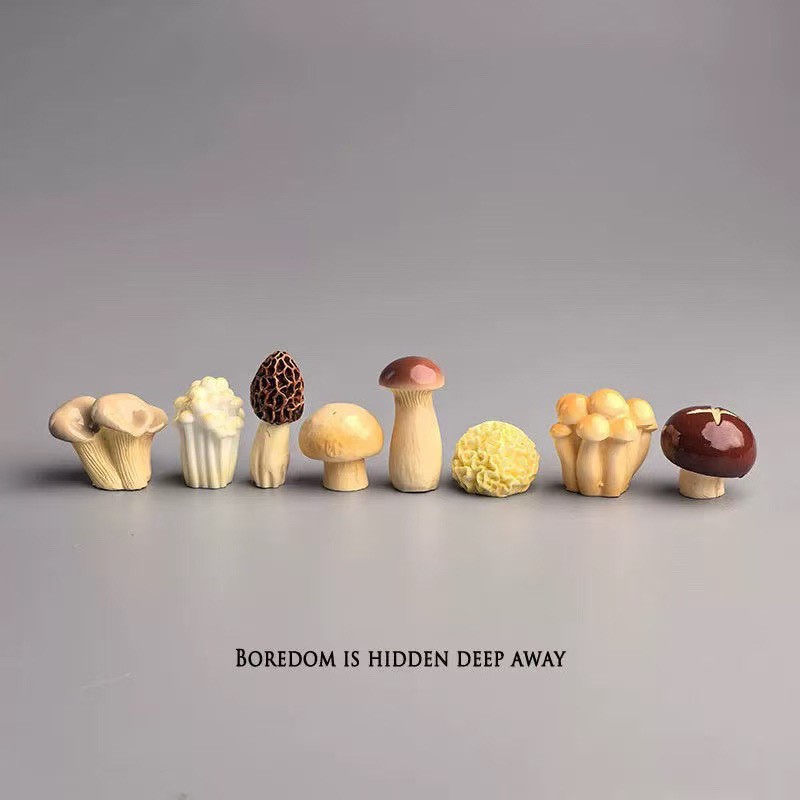 森系树脂蘑菇桌面摆件套装