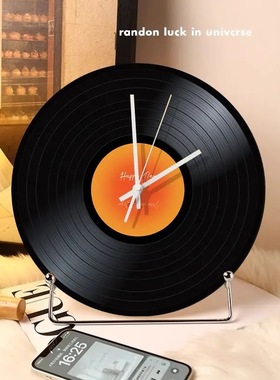 创意黑胶钟桌面氛围感摆件