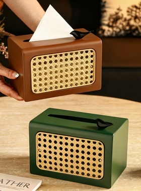 复古收纸盒编织纹理方形纸巾盒