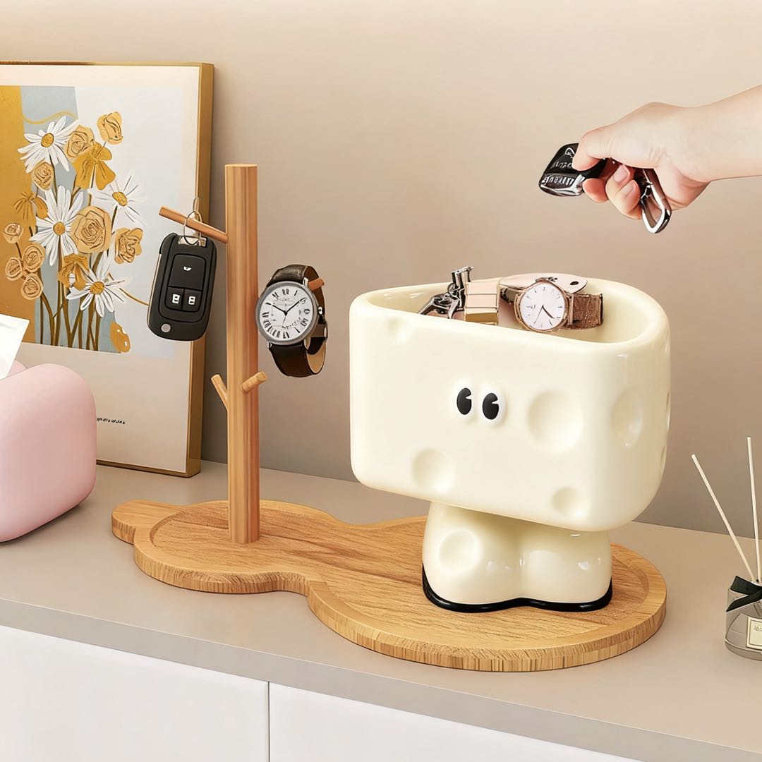 卡通可爱奶酪造型桌面收纳盒