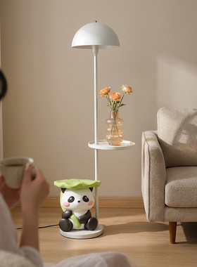 北欧可爱熊猫树脂发光落地摆件