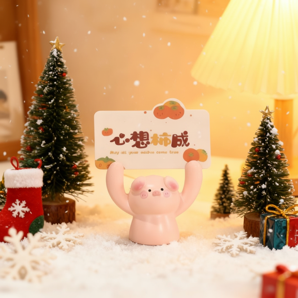 树脂祝福卡通寓意粉色国学装饰品