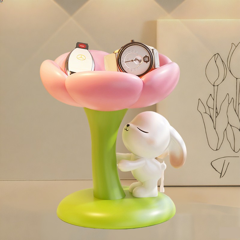 可爱卡通兔子陶瓷手表收纳摆件