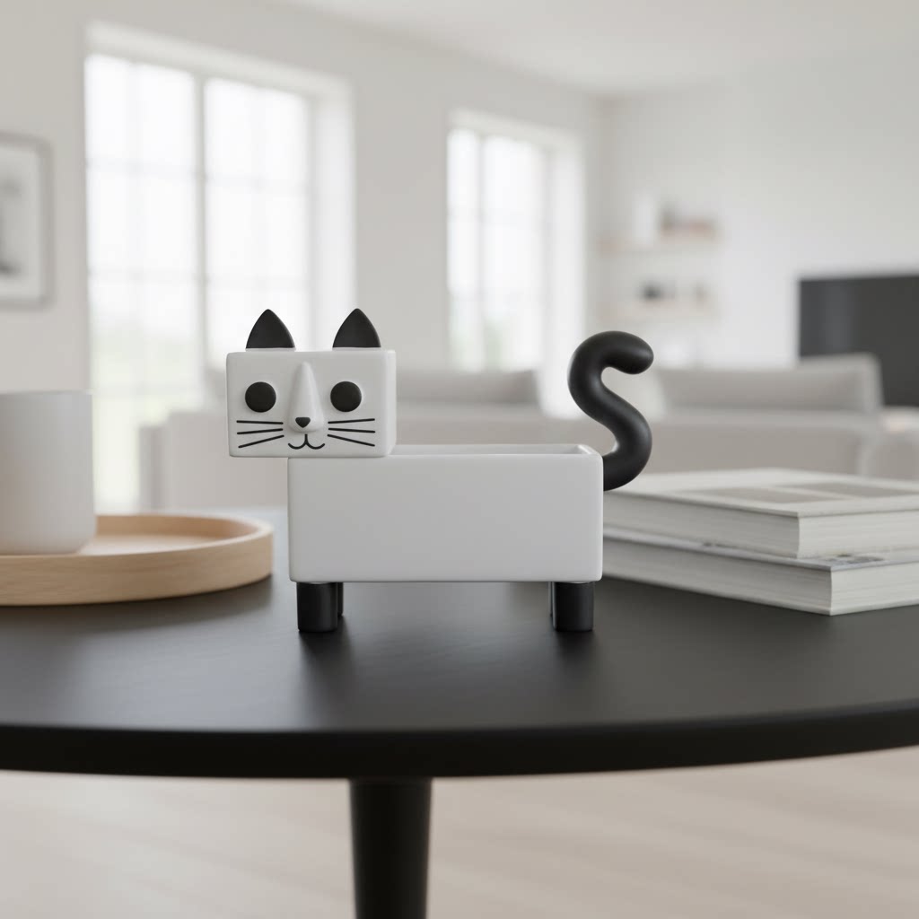 简约现代猫咪桌面摆件树脂收纳储物客厅装饰品创意潮玩