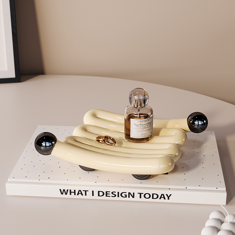 奶油风首饰收纳盘摆件轻奢高档