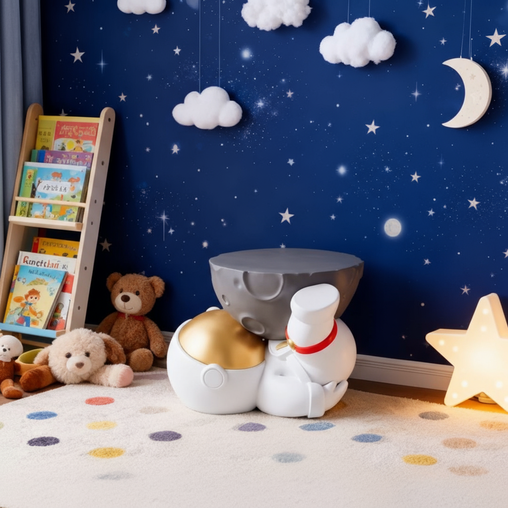 创意宇航员月亮造型3D模型摆件