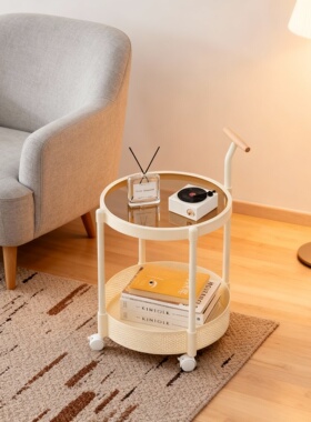 极简塑料圆形客厅可移动收纳架