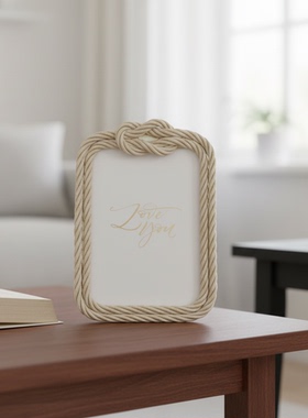 北欧树脂绳索边框相框情人节摆件