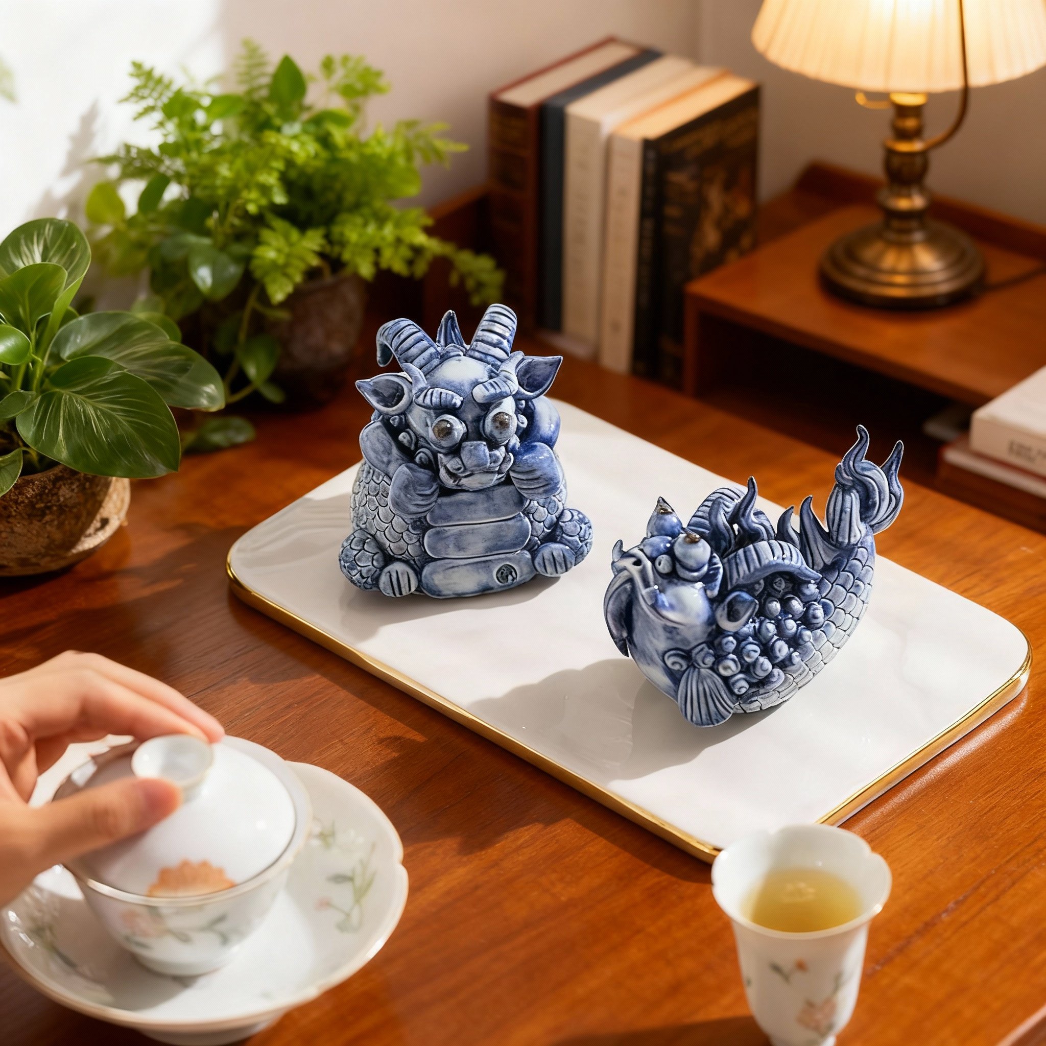 新中式手绘陶瓷龙龟摆件孤品蓝色国风装饰品祝福寓意,家居饰品,国学摆件,淘宝优惠券,粉丝福利购,淘宝优惠卷