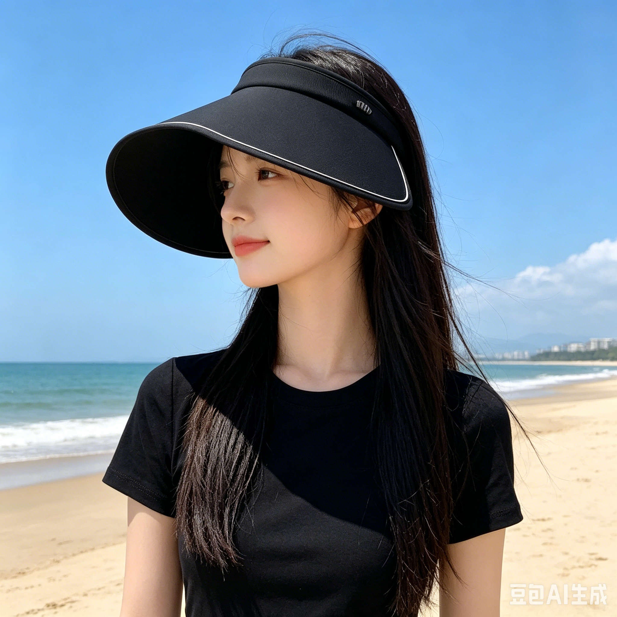 蕉下26款BM554蛋卷帽黑胶防晒可折叠防紫外线侧脸空顶太阳秋帽子