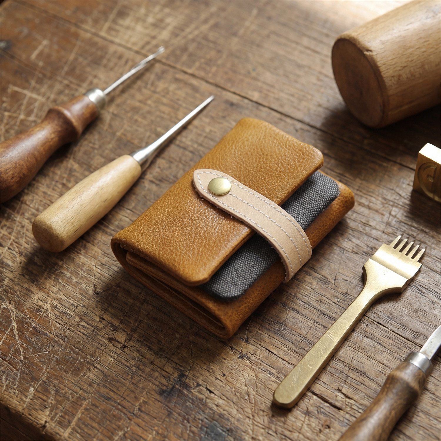 男士短款真皮三折钱包头层牛皮青年搭扣皮夹学生竖款植鞣皮钱夹女