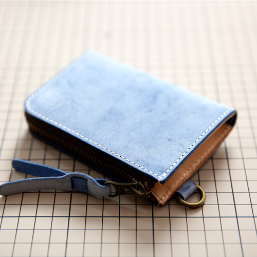 男女复古植鞣头层牛皮短款钱包