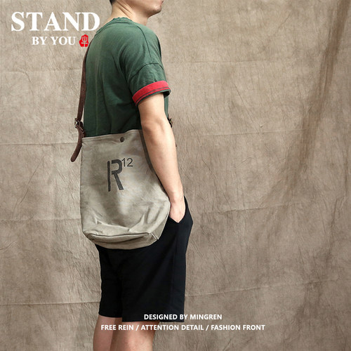 复古水洗帆布挎包街头休闲单肩包