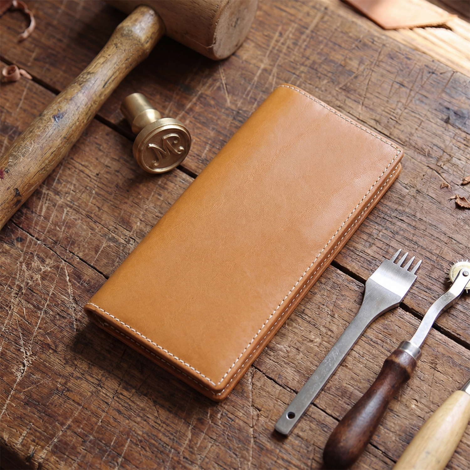 手工复古植鞣皮钱包男士长款拉链皮夹休闲真皮手包头层牛皮钱夹