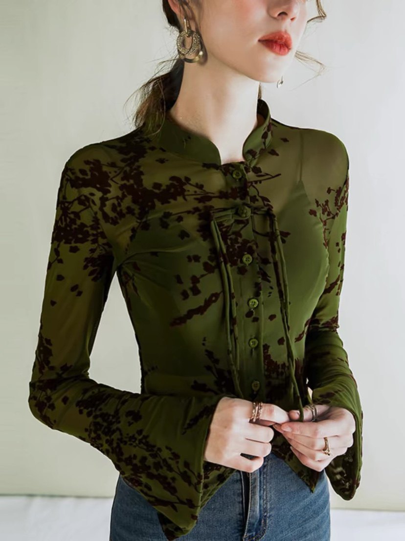 网纱打底衫2026春款女装植绒高级感上衣欧洲站轻国风内搭长袖T恤,女装/女士精品,衬衫,淘宝优惠券,粉丝福利购,淘宝优惠卷