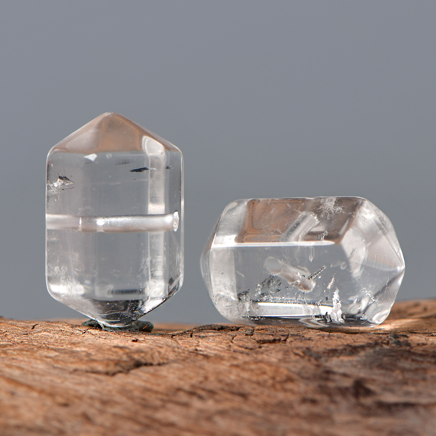 天然水晶白水晶双尖DIY配件