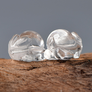 天然水晶白水晶兔子diy手工饰品配件材料串珠串饰手串项链手工串