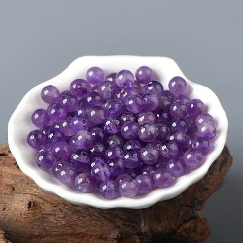 天然水晶紫水晶圆珠diy手链项链