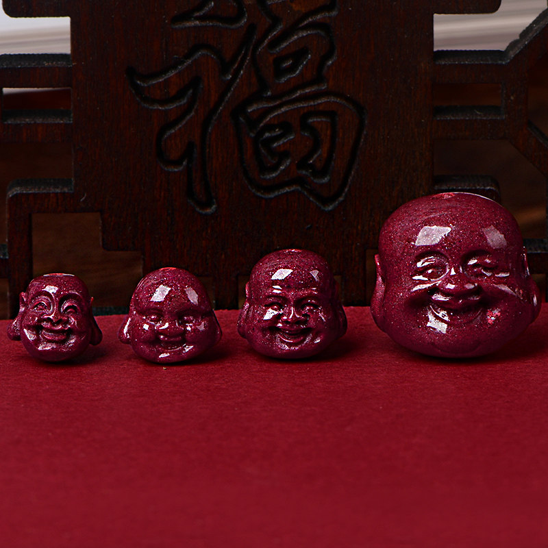 天然正品紫金砂朱砂佛头像diy手工饰品配件红绳编织材料高含量