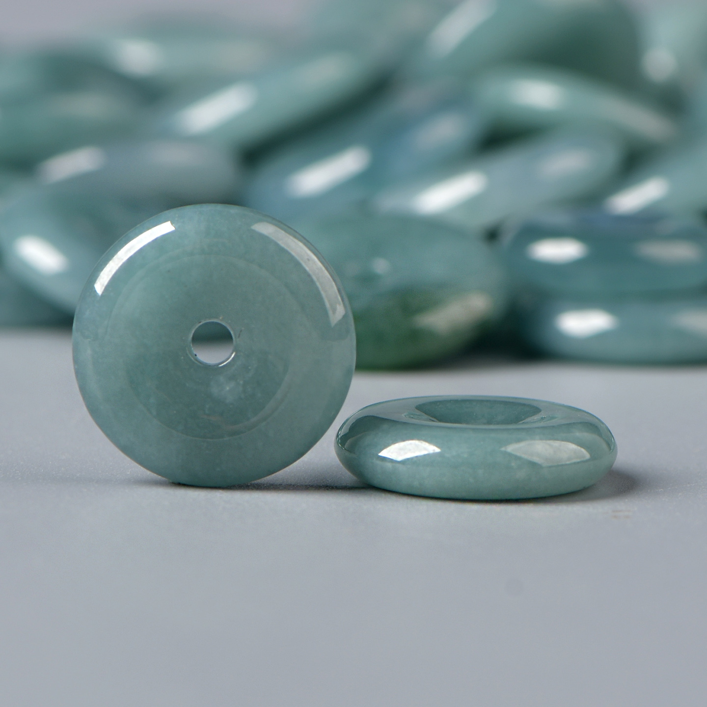 天然蓝水翡翠平安扣DIY配件