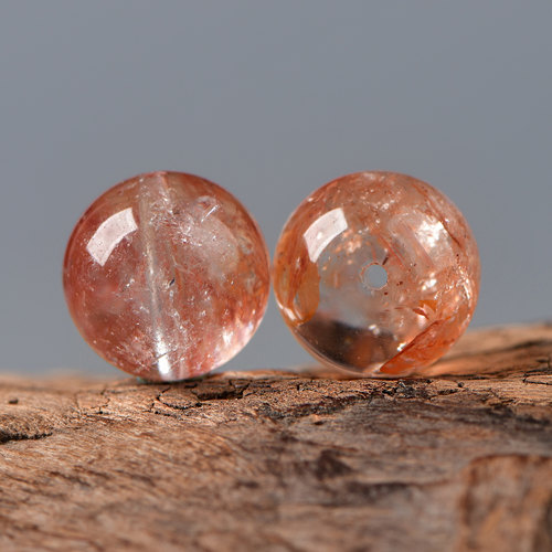 天然水晶红胶花散珠子DIY配件