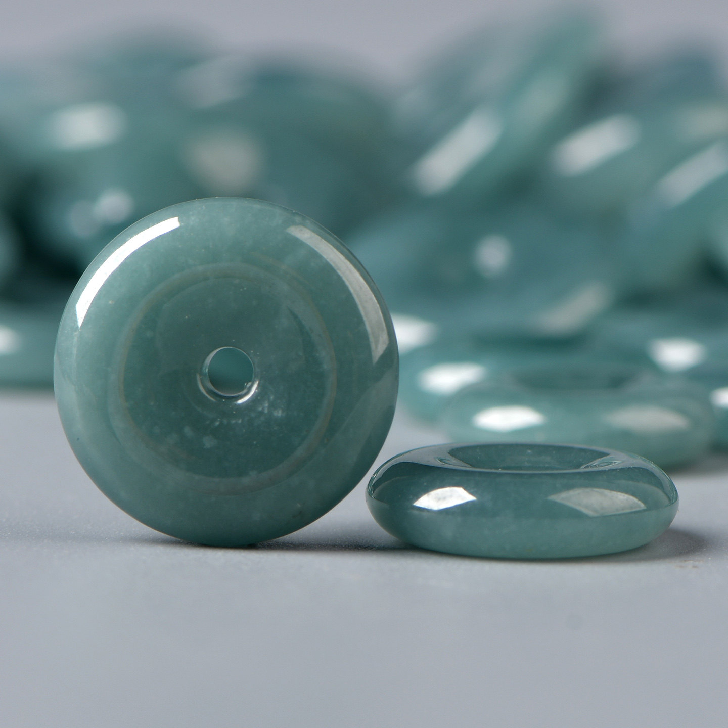 天然冰蓝水翡翠平安扣DIY配件配饰小吊坠手工串珠隔散珠子高品