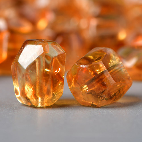 天然水晶黄阿赛切面随形散珠DIY