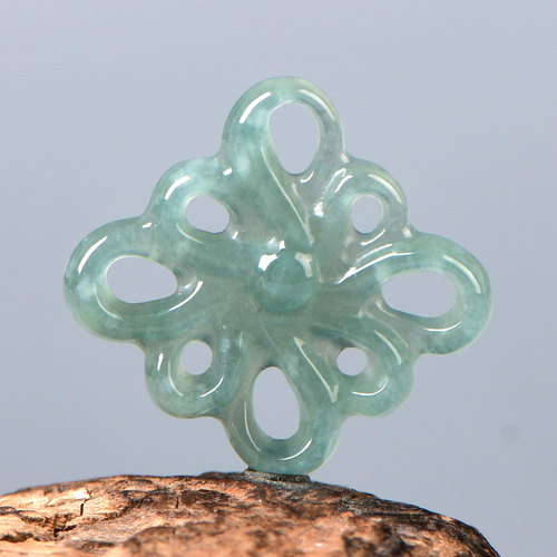 天然蓝水翡翠镂空如意DIY配珠