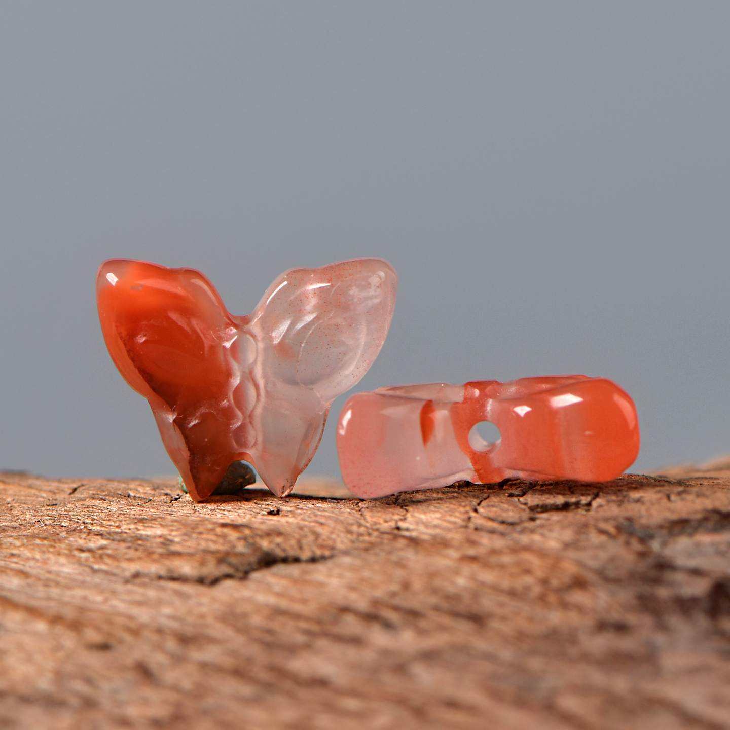 天然南红玛瑙飘花蝴蝶DIY串珠