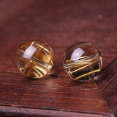 天然水晶金发晶圆珠钛晶散珠子手链手串佛珠diy配件串珠单珠饰品