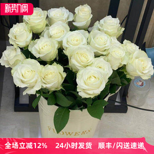 白色骄傲玫瑰  洁白大花朵 淡香居家花瓶插花 新娘手捧花鲜花速递