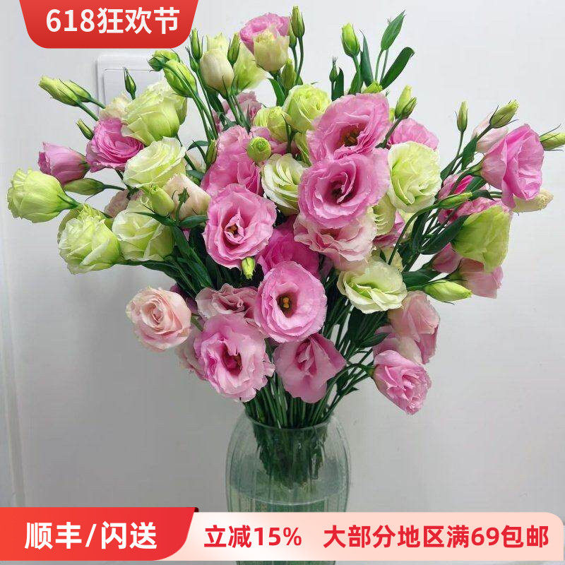 粉色洋桔梗鲜切花10枝家用瓶插花