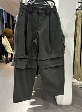 UR国内2025春季男装美式工装休闲降落伞褶饰阔腿裤UML650013