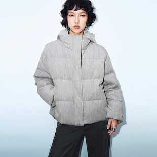 UR国内2025冬季女装潮流假两件连帽抽绳绗缝羽绒服UYV150036