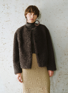 UR国内2025秋季女装休闲复古琥珀流光风毛绒外套UWH150033