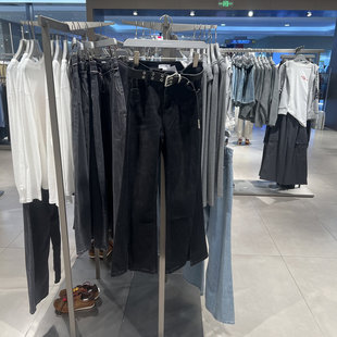 UR国内2025秋季女装时尚潮流开衩微喇修身牛仔长裤UYV850114