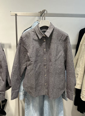 UR国内2025秋季女装时尚百搭翻领撞色纹理宽松外套UWG150143